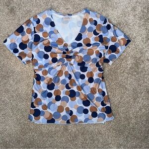 Fiorlini Blue Tie Front Fitted Blouse Short‎ Sleeve